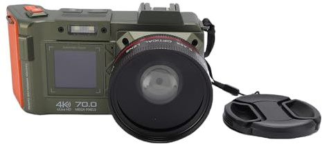 Fockety Cámara Digital, 4k 70mp 50x Zoom Autococus Vlogging Camera para Youtube con WiFi, Pantalla Doble y Flash, Cámara de Viaje Compacta de Gran Angular para Niñas, Adolescentes (Green)