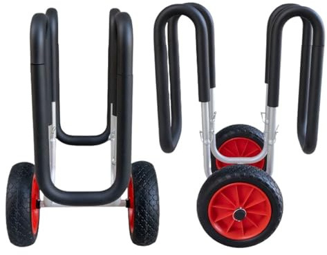 Chariot de transport en aluminium robuste avec roues sans air, planche de surf et porte-kayak, remorque anti-crevaison pour un transport facile