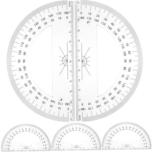 Didiseaon 5 piezas Transportador Plástico Transparente para Dibujo y Medición de Ángulos Herramienta Duradera y Práctica para Geometría y Oficina
