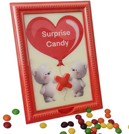 Christmas Heart Home Decor with Knob - Creative Frame Candy Dispenser, Clear Storage Container | Decorative Holder for Dessert Chocolate Snack Table Kitchen Office Bedroom Window Mantel Display