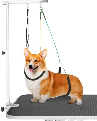 Hundepflegearm,Trimmtisch für Hunde,Verstellbarer Hundepflegearm mit Klemme,45-90 cm,Hundefriseur Tisch,Stabiler Haustierpflegeständer,für Baden,Föhnen,Fellpflege und Krallenpflege bei Hunden(silber)