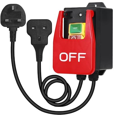 Emergency Stop Button for Woodworking Machinery: 230V 18A On/Off Switch | Single Phase Electromagnetic Pressure Switch with Socket for Milling Machines and Other Electrical Equipment