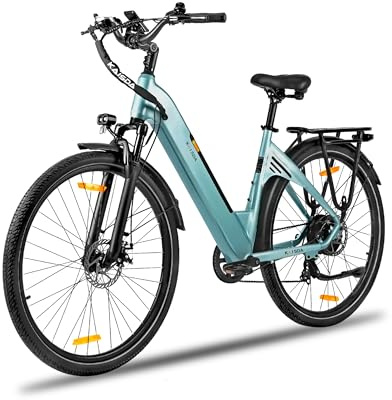 KAISDA E-Bike Damen 26/28 Zoll,Elektrofahrräder City E-Bike Herren Damen | mit 36V 20Ah Akku, bis 80 km,250W Motor, Tiefeinsteiger, 7-Gang, LCD-Display, Gepäckträger und Schutzbleche