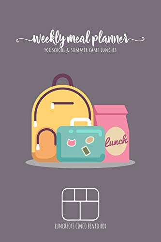 Weekly meal planner for school and summer camp lunches | Lunchbots Cinco Bento Box: DOWNLOADABLE FREE BONUS Lunch Notes PDF + Grocery list ... lunchbox combinations | 6x9 110 pages