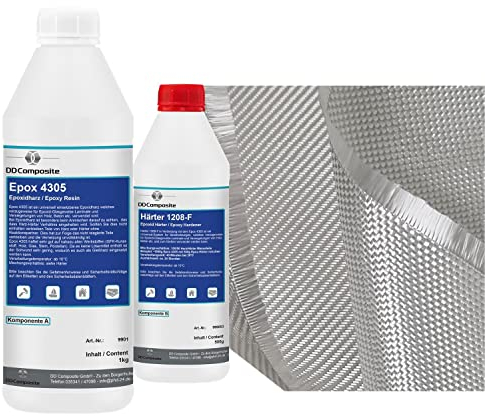 Epoxidharz 750g plus 1m² Glasfilamentgewebe 390g/m² Leinwand leicht formbares Gewebe zum Laminieren und Reparieren gute Haftung hohe Klebkraft