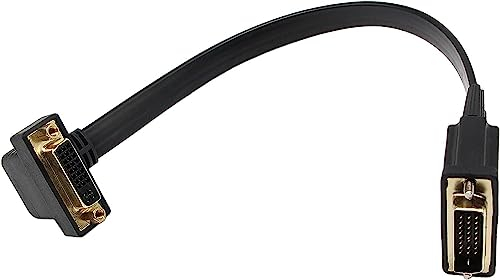 zdyCGTime 90 Degree DVI Extension Cable, 1FT/30CM Black, DVI-D Dual Link, Supports 1080p, Compatible with Flat Panel Displays, Projectors, HDTV