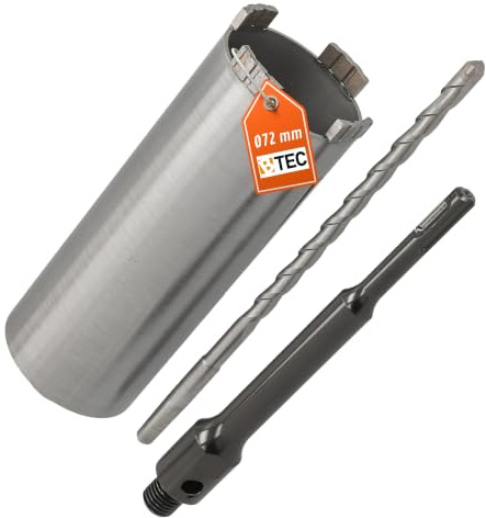 BTEC Bohrkrone 180mm Nutzlänge SDS-plus 200mm Zentrierbohrer Ø 72mm | Diamant Betonbohrkrone Kernbohrer Mauerwerk Kalksandstein Ziegel Poroton präzise Bohrungen langlebige Segmente Standzeit
