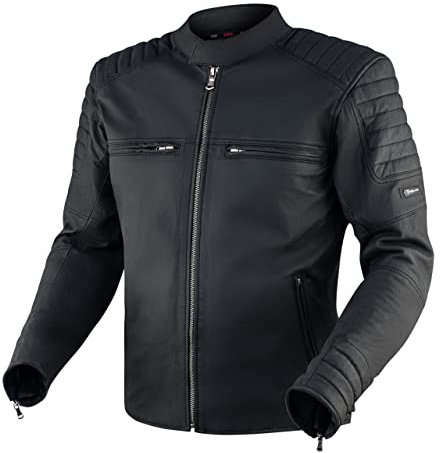 REBELHORN Hunter Pro Motorradjacke Herren | Leder | CE-Level 2 Ellbogen und Schulterprotektoren | 2 Belüftungskanäle | 4 Taschen