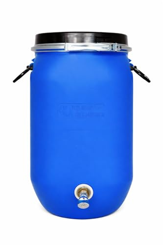 HELGUEFER - Bidon con Grifo Metálico y Cierre Ballesta | Bidón Agua 30 Litros Apto para Uso Alimentario y ADR | Tapa con Cierre Hermético | Polietileno (PEHD), Resistente, Seguro, Estable