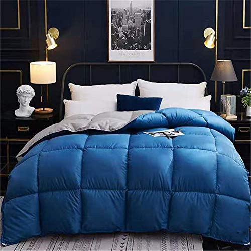 BEDSETS Extragrande Nórdica - 13.5 TOG Lujosa Pluma De Ganso Y Abajo Edredón, 100% Algodón Shell, Anti-ácaros del Polvo Y De La Pluma A Prueba De Tela Anti-alergeno (Azul,150x200cm 1.5 kg)