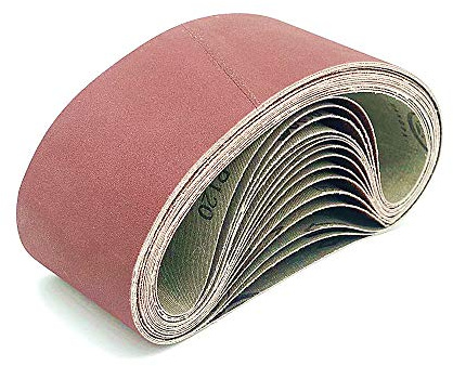 FEIHU aluminiumoxidslipband 100 x 610 mm. 5 olika korn. 3 x 40/80/120/180/320, slipbandsset, för bandslipmaskin, polering metall, trä (15 stycken)