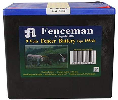 Electric Fence Battery 9V Energiser Alkaline Long Life Spare 155Ah 130 90 55Ah (130Ah)