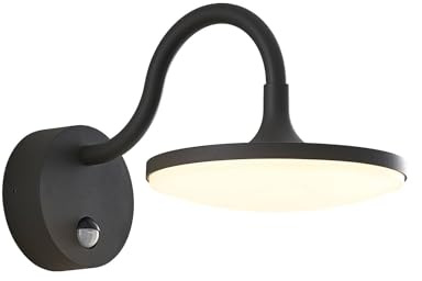 Arcchio LED Wandleuchte außen Fineria mit Bewegungsmelder (spritzwassergeschützt (Modern) in Schwarz aus Aluminium (1 flammig,) - Wandlampe für Außenwand/Hauswand Haus Terrasse und Balkon