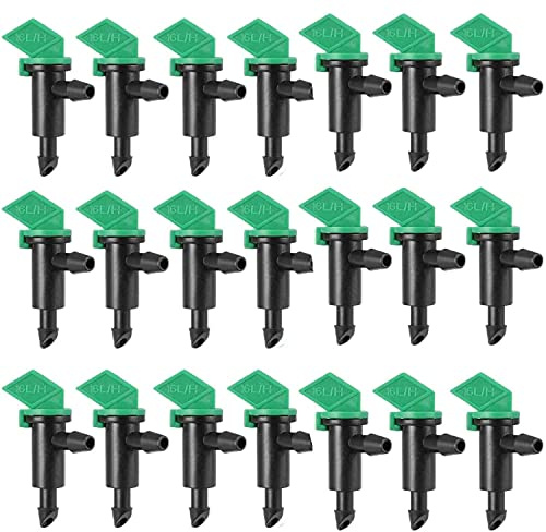 TopHomer 100 Stück Grüne Flagge Tropfstrahler Tropfstrahler 16L/H Strahler Sprinkler Tropfer Systemteile Verbinden 4mm/7mm Schlauch für Rasengemüsegarten