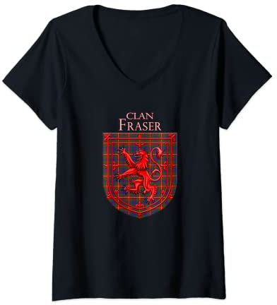 Damen Fraser of Lovat Schottenkaro T-Shirt mit V-Ausschnitt