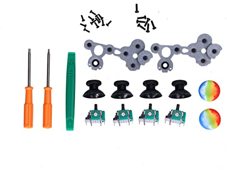 Annadue 4pcs Replacement 3D Analog Joystick Kit,Wireless Thumb Sticks Sensor Replacement Parts for One Controller,with D Pads Rubber Conductive R L Button Repair Kits and Screwdriver