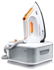 Braun CareStyle Compact Pro IS2561WH Ferro da Stiro, Generatore di Vapore con Tecnologia FreeGlide 3D, Autospegnimento, Riscaldamento Rapido, Vapore 400 g/min, Serbatoio 1.5L, 2400W, Bianco/Arancione