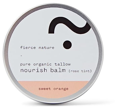 Fierce Nature Pure Nourish Tallow Balm | Organic, Vitamin-Rich Nourishing Body & Face Moisturizer | Natural, Essential Oil Free Skincare | (100g, Sweet Orange)