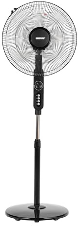 Geepas 16’’ Pedestal Fan – 60W Powerful Free Standing Oscillating Cooling Fan – Height Adjustable & Pivoting Fan Head , 2 Hour Timer - 3-Speed, 5-Blade Air Cooling Floor Fan for Home Office (Renewed)