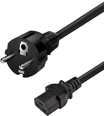 Toptekits EU Europe Schuko to C21 Long Power Cord Plug, Standard Euro Power Cord PC, CEE7/7 to C21/C19, 16AWG, 10ft/3m