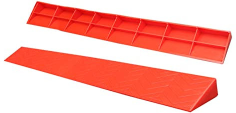 MFFIRE Innenschwelle Bordsteinrampe Kunststoff Non -Slip Bordsteinkanten Auffahrkeile Für Roboter, Rollstuhl, Fahrrad, Bürgersteig,Rot,100x7x1cm