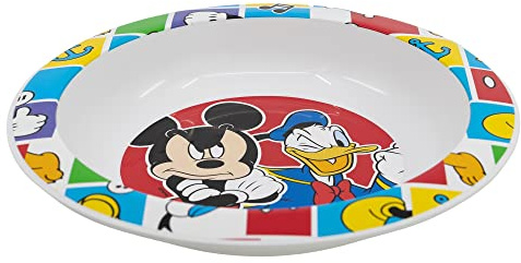 Stor Original Disney Mickey tiefer Teller aus Hartplastik für Kinder, mikrowellengeeignet, waschbar und wiederverwendbar.