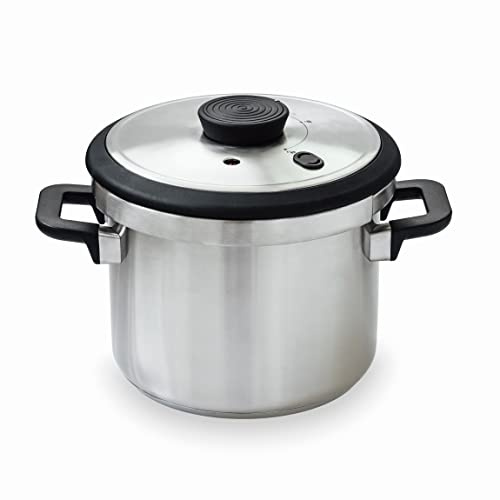 Lacor 71786 - Olla a presión Súper rápida con Asas Termorresistentes Sicuro | En acero inox 18/10, para cocidos y grandes cantidades; apto para inducción, con 6 L de capacidad, para tu cocina cada día