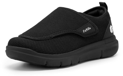 FitVille Womens Diabetic Shoes Extra Wide Fit Trainers, Adjustable Easy Close Orthopedic Slippers for Swollen Feet Plantar Fasciitis 6.5 X-Wide