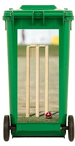 2 x Cricket-Stumps, Mülltonnen-Aufkleber, selbstklebend, für den Außenbereich, Mülltonnen-Aufkleber, Dekoration, Mülltonnen-Aufkleber