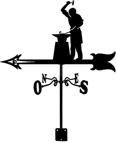 Veleta de viento de metal para jardinero, veleta vintage negra, indicador de dirección del viento duradero para jardín, techo, paddock, decoración de paletas de viento (jardinero)