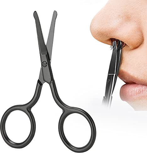 Tijeras para el Pelo de la Nariz con Punta Redondeada con Borde de Corte Curvado, Cortadora de Pelo de Nariz con Orificio Grande de Acero Inoxidable para Recortar el Vello Facial
