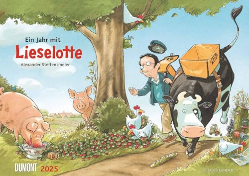 DUMONT - Die Kuh Lieselotte 2025 Wandkalender, 42x29,7cm, erfunden und illustriert von Alexander Steffensmeier, Kalender für Kinder