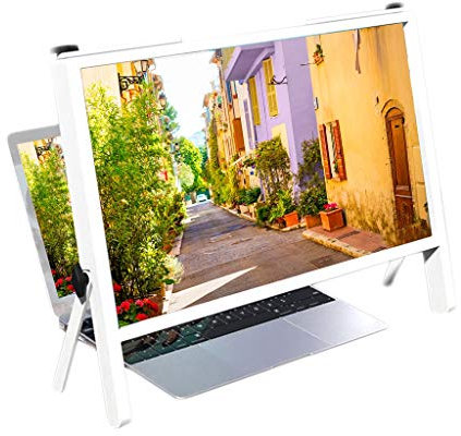 Laptop Bildschirmlupe, 21 Gaming Video Monitor Lupe Verstärker Halterung für Handy Laptop, 2021 HD 3D Computer Mobile Projektor Lupe für Familien Senioren Lesen (Weiß)