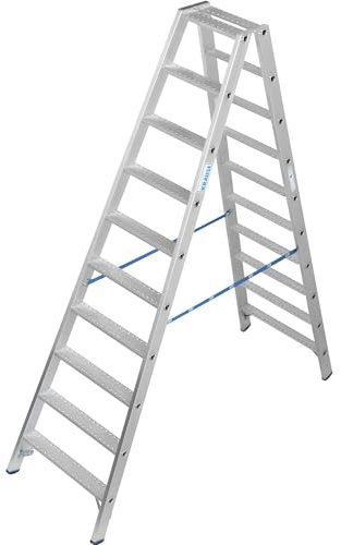 Krause | Stehleiter aus Aluminium | mit Rutschhemmung R13 | beidseitiger Aufstieg | 2x10 Stufen