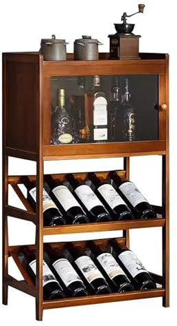 zxhrybh Cave a Vin Domestique, Casier à Bouteilles en Bambou, Meuble Bar d'angle, Range Bouteille Vin Haute Capacité à 3 Niveaux, pour Café, Petit Bar (Color : Brown, Size : 3layer)