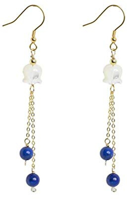 Eardrop Earring ear Stud for Women S925 Silver Beautiful Shell Bell Orchid Earrings Handmade Evergreen Lapis Fringed Ancient Style Art ear Hook Earrings (orchid 925 silver)
