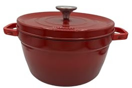 Rouge Cocotte en fonte émaillée avec couvercle 35,8 x 35,5 x 24,5 cm Température Four Pour Petits Plats