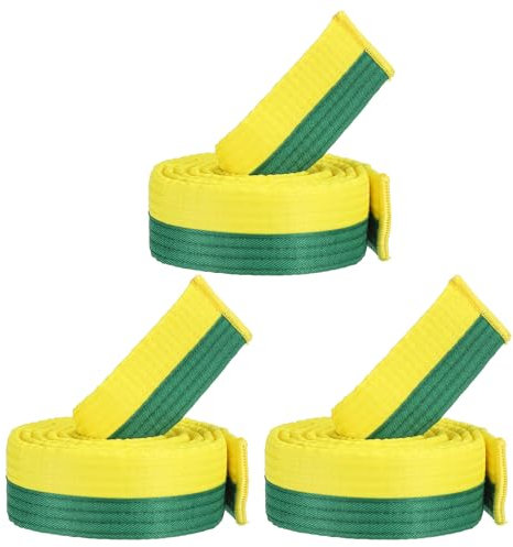 PATIKIL Taekwondo Farbiger Ranggürtel, 3er Pack 1,6 x5Ft 1,6M Polyester Kampfsport Judo Karate Gürtel für Trainer Unterricht Praxis, Gelb und Grün