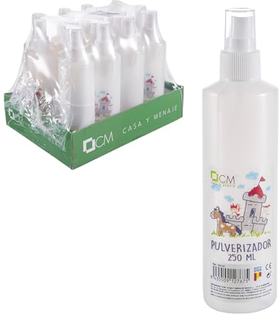 Pack 16 Pulverizadores para Colonia Infantil 250ml. 5x19,5 cm. Bote Spray de Plástico con Tapa. Pulverizador Niebla, Botella Vacía de Fácil Recarga. Aerosol para Colonia, Aceites Esencenciales