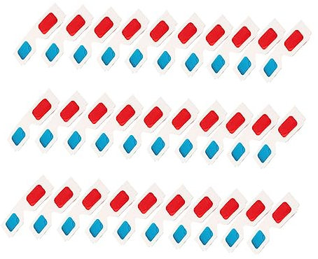 KONTONTY 30piezas Gafas Desechables De Cartón Blanco Lentes Anaglifo Rojo y Azul Ligeras y Portátiles Para Películas Cómics y Vídeo Pack De Unidades Aptas Para Niño Niña y Adultos
