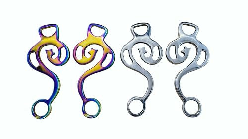 Hackamore Star Rainbow Ersatzbacken für Pferde, aus Edelstahl, englisches Western-Design, mehrfarbig, silberfarben, poliertes Pferd Hackamore (Regenbogen)