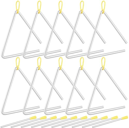 KEILEOHO 10 Stück Triangel Musikinstrument mit Schlägel, 15 cm/ 6 Zoll Triangle Percussion Dreieck Instrument für Praxis, Professionelle Aufführungen