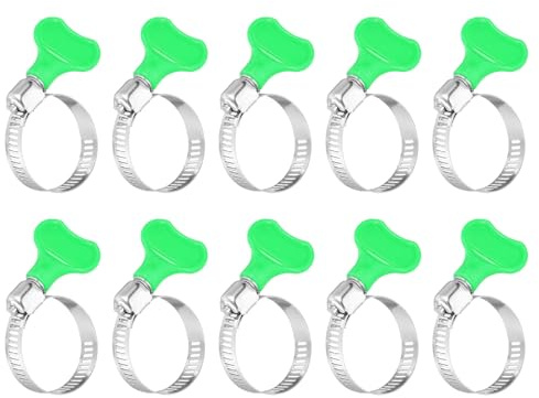 sourcing map 15Pcs Stainless Steel Hose Clamps Worm Gear Hose Clamp, 18-32mm(11/16 to 1-1/4) Adjustable Thumb Screw Key Type Clamps Fuel Line Clamps 8mm Bandwidth for Plumbing, Green