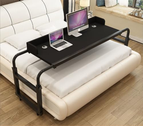 YHKJLYH Mobiler Computer-/Laptop-Schreibtisch für zu Hause, Rollwagen für Überbett, Schreibtisch mit Stauraum, Überbetttisch, Verstellbarer Betttisch (Farbe: C)