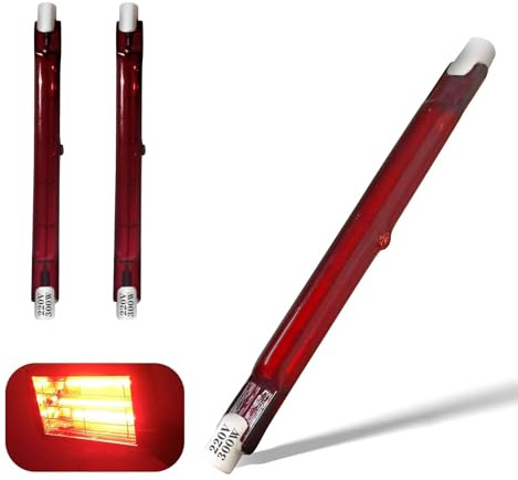 300W Infrarotlampe Wärmelampe, 230V R7S Halogenstab Dimmbar, 118mm Halogen-Heizstäbe 300W 300LM, Halogen Quarz Lampe Rot, Kein Flimmern, 3 Stück