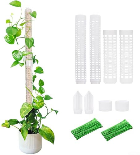 CNANRNANC Moosstab Pflanzstab mit 20 Kabelbinder Rankhilfe für Zimmerpflanzen für Gartenbepflanzung Efeutute Pflanzenunterstützung(28.5 * 4cm)