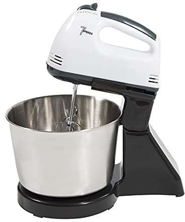 SABUIDDS Robot da cucina nero 350 Watt impastatrice con ciotola in acciaio inox da 1,7 litri con gancio, gancio per impastare e frusta, 7 velocità