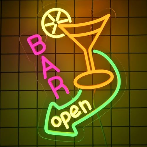 NYXEN Bar Open Neon Schild Cocktails Led Neon Schild Wand Bier Bar Neon Sign Öffnen Led Schild für Bier Bar Kaffee Cafe Club Store Home Pub Mann Höhle Party Business Dekoration