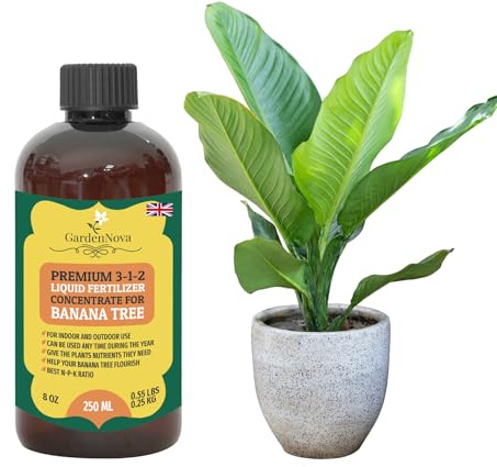 Premium Liquid Banana Tree Fertilizer - 3-1-2 Concentrate for Indoor Plants and Flowers by GardenNova | Organic Plant Food for Banana Trees - 8oz
