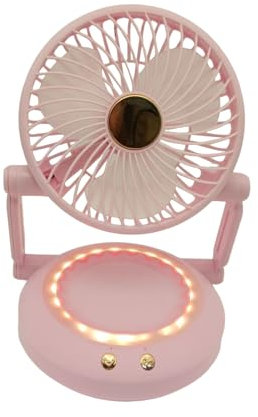 Small Desk Fan, Portable Cooling Fan, USB Charging Cordless Compact Foldable Lightweight Space Saver, Aesthetic Blower for Kids Women Home Outdoor Girls School Work, 6.69x7.48x3.74Inches, Purple, Pink